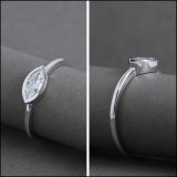 0.50 Carat Marquise Lab Grown White Diamond Solitaire Sideways Bezel Set Engagement Ring for Her in in 925 Sterling Silver