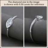 IGI Certified 0.75 Carat Marquise Lab Grown White Diamond Solitaire Sideways Bezel Set Engagement Ring for Women in 925 Sterling Silver