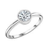 0.50 Carat (ctw) Round Lab Grown White Diamond Solitaire Bezel Set Engagement Ring for Women in 925 Sterling Silver