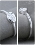 0.50 Cttw Pear Lab Grown Diamond Solitaire Sideways Bezel Set Ring,10K White Gold