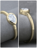0.50 Cttw Pear Lab Grown Diamond Solitaire Sideways Bezel Set Ring,14K Yellow Gold