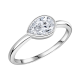 IGI Certified 1.00 Cttw Pear Lab Grown Diamond Solitaire Sideways Bezel Set Ring,925 Sterling Silver