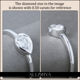 IGI Certified 1.00 Cttw Pear Lab Grown Diamond Solitaire Sideways Bezel Set Ring,925 Sterling Silver