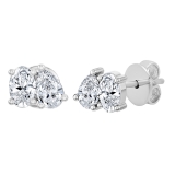 0.50 Cttw Oval & Pear Lab Grown Diamond 2 Stone Stud Earrings, 10K White Gold in Push Back