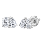 0.50 Cttw Oval & Pear Lab Grown Diamond 2 Stone Stud Earrings, 10K White Gold in Screw Back