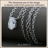 0.25 Cttw Oval Lab Grown Diamond Solitaire Pendant Necklace with 18 inch Silver Chain in 10K White Gold