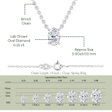 0.25 Cttw Oval Lab Grown Diamond Solitaire Pendant Necklace with 18 inch Silver Chain in 10K White Gold