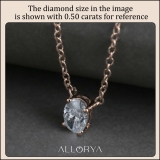 IGI Certified 1.50 Cttw Oval Lab Grown Diamond Solitaire Pendant Necklace with 18 inch Gold Chain in 18K Rose Gold