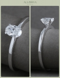 0.50 Cttw Oval Lab Grown Diamond Solitaire Engagement Ring, 925 Sterling Silver