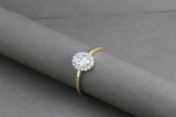 IGI Certified 1.00 Cttw Oval & Round Lab Grown Diamond Halo Engagement Ring,10K Yellow Gold