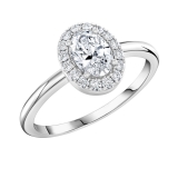 IGI Certified 1.00 Cttw Oval & Round Lab Grown Diamond Halo Engagement Ring,14K White Gold