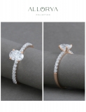 IGI Certified 1.00 Cttw Oval & Round Lab Grown Diamond Solitaire Style Ring , 18K Rose Gold
