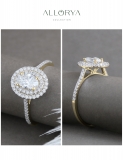 1.00 Carat Oval & Round Lab Grown White Diamond Dual Halo Engagement Ring for Women in 14K Yellow Gold