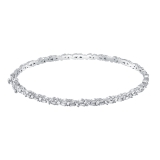 1.10 Carat (ctw) Baguette Lab Grown White Diamond Asymmetrical Bangle Bracelet for Women in 18K White Gold