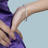 1.10 Carat (ctw) Baguette Lab Grown White Diamond Asymmetrical Bangle Bracelet for Women in 18K White Gold