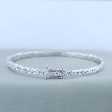 1.10 Carat (ctw) Baguette Lab Grown White Diamond Asymmetrical Bangle Bracelet for Women in 18K White Gold