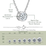 IGI Certified 1.50 Cttw Round Lab Grown Diamond Solitaire Bezel Set Pendant with 18 inch Gold Chain,10K White Gold