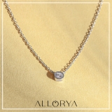 0.50 Cttw Round Lab Grown Diamond Solitaire Bezel Set Pendant with 18 inch Gold Chain,10K White Gold