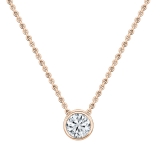IGI Certified 3.00 Cttw Round Lab Grown Diamond Solitaire Bezel Set Pendant with 18 inch Gold Chain,18K Rose Gold