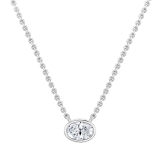 IGI Certified 2.50 Cttw Oval Lab Grown Diamond Solitaire Bezel Set Pendant Necklace with 18 inch Silver Chain in 10K White Gold