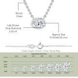 IGI Certified 2.50 Cttw Oval Lab Grown Diamond Solitaire Bezel Set Pendant Necklace with 18 inch Silver Chain in 10K White Gold