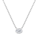 IGI Certified 2.00 Cttw Oval Lab Grown Diamond Solitaire Bezel Set Pendant Necklace with 18 inch Silver Chain in 925 Sterling Silver
