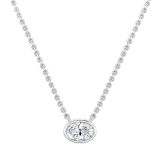 IGI Certified 3.00 Cttw Oval Lab Grown Diamond Solitaire Bezel Set Pendant Necklace with 18 inch Silver Chain in 925 Sterling Silver
