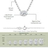 0.25 Cttw Oval Lab Grown Diamond Solitaire Bezel Set Pendant Necklace with 18 inch Gold Chain in 10K White Gold