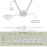 IGI Certified 0.75 Cttw Oval Lab Grown Diamond Solitaire Bezel Set Pendant Necklace with 18 inch Gold Chain in 10K White Gold