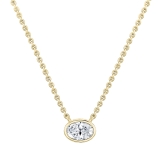 IGI Certified 2.50 Cttw Oval Lab Grown Diamond Solitaire Bezel Set Pendant Necklace with 18 inch Gold Chain in 10K Yellow Gold