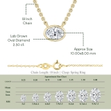 IGI Certified 2.50 Cttw Oval Lab Grown Diamond Solitaire Bezel Set Pendant Necklace with 18 inch Gold Chain in 10K Yellow Gold