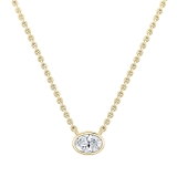 IGI Certified 1.00 Cttw Oval Lab Grown Diamond Solitaire Bezel Set Pendant Necklace with 18 inch Gold Chain in 14K Yellow Gold