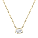 IGI Certified 3.00 Cttw Oval Lab Grown Diamond Solitaire Bezel Set Pendant Necklace with 18 inch Gold Chain in 14K Yellow Gold