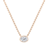 IGI Certified 1.50 Cttw Oval Lab Grown Diamond Solitaire Bezel Set Pendant Necklace with 18 inch Gold Chain in 18K Rose Gold
