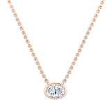 IGI Certified 3.00 Cttw Oval Lab Grown Diamond Solitaire Bezel Set Pendant Necklace with 18 inch Gold Chain in 18K Rose Gold
