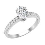 IGI Certified Solitaire Engagement Ring for Women With 1.11 ctw, Oval (0.80 ct Center) & Round (0.31 ct) Lab-Grown White Diamond in 10K Solid White Gold