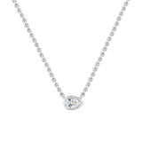 	 0.25 Ctw Pear Lab Grown Diamond Classic Solitaire Sideways Pendant with 18 inch Silver Chain , 10K White Gold