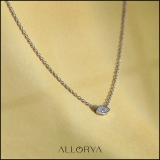 	 0.25 Ctw Pear Lab Grown Diamond Classic Solitaire Sideways Pendant with 18 inch Silver Chain , 10K White Gold