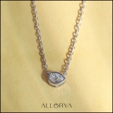 	 0.25 Ctw Pear Lab Grown Diamond Classic Solitaire Sideways Pendant with 18 inch Silver Chain , 10K White Gold