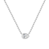 	 0.50 Ctw Pear Lab Grown Diamond Classic Solitaire Sideways Pendant with 18 inch Silver Chain , 10K White Gold