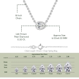 	 0.50 Ctw Pear Lab Grown Diamond Classic Solitaire Sideways Pendant with 18 inch Silver Chain , 10K White Gold