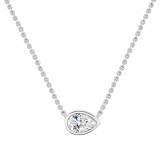 	 IGI Certified 1.50 Ctw Pear Lab Grown Diamond Classic Solitaire Sideways Pendant with 18 inch Silver Chain , 10K White Gold