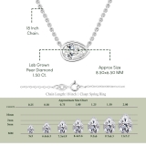 	 IGI Certified 1.50 Ctw Pear Lab Grown Diamond Classic Solitaire Sideways Pendant with 18 inch Silver Chain , 10K White Gold