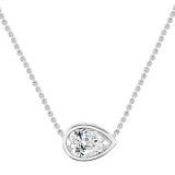 	 IGI Certified 3.00 Ctw Pear Lab Grown Diamond Classic Solitaire Sideways Pendant with 18 inch Silver Chain , 10K White Gold