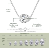 	 IGI Certified 2.50 Ctw Pear Lab Grown Diamond Classic Solitaire Sideways Pendant with 18 inch Silver Chain , 925 Sterling Silver
