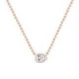 0.50 Ctw Pear Lab Grown Diamond Classic Solitaire Sideways Pendant with 18 inch Gold Chain , 10K Rose Gold