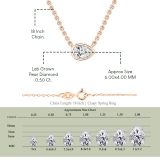 0.50 Ctw Pear Lab Grown Diamond Classic Solitaire Sideways Pendant with 18 inch Gold Chain , 10K Rose Gold