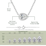 	 IGI Certified 2.00 Ctw Pear Lab Grown Diamond Classic Solitaire Sideways Pendant with 18 inch Gold Chain , 10K White Gold