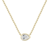 	 IGI Certified 1.00 Ctw Pear Lab Grown Diamond Classic Solitaire Sideways Pendant with 18 inch Gold Chain , 14K Yellow Gold