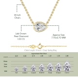	 IGI Certified 1.00 Ctw Pear Lab Grown Diamond Classic Solitaire Sideways Pendant with 18 inch Gold Chain , 14K Yellow Gold